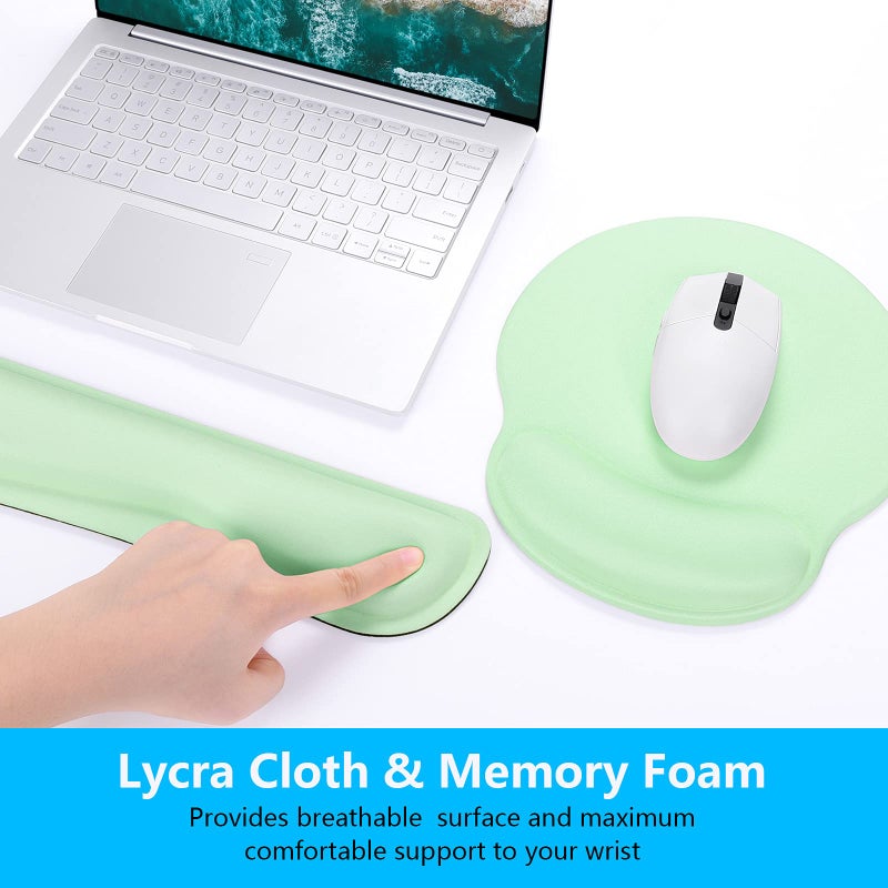 Dapesuom Keyboard Wrist Rest and Mouse Pad with Wrist Support  Memory Foam Wrist Rests for Keyboard and Mouse Set  Ergonomic Wrist Pad with Non Slip Base for Easy Typing & Pain Relief Lake Green - Image 4